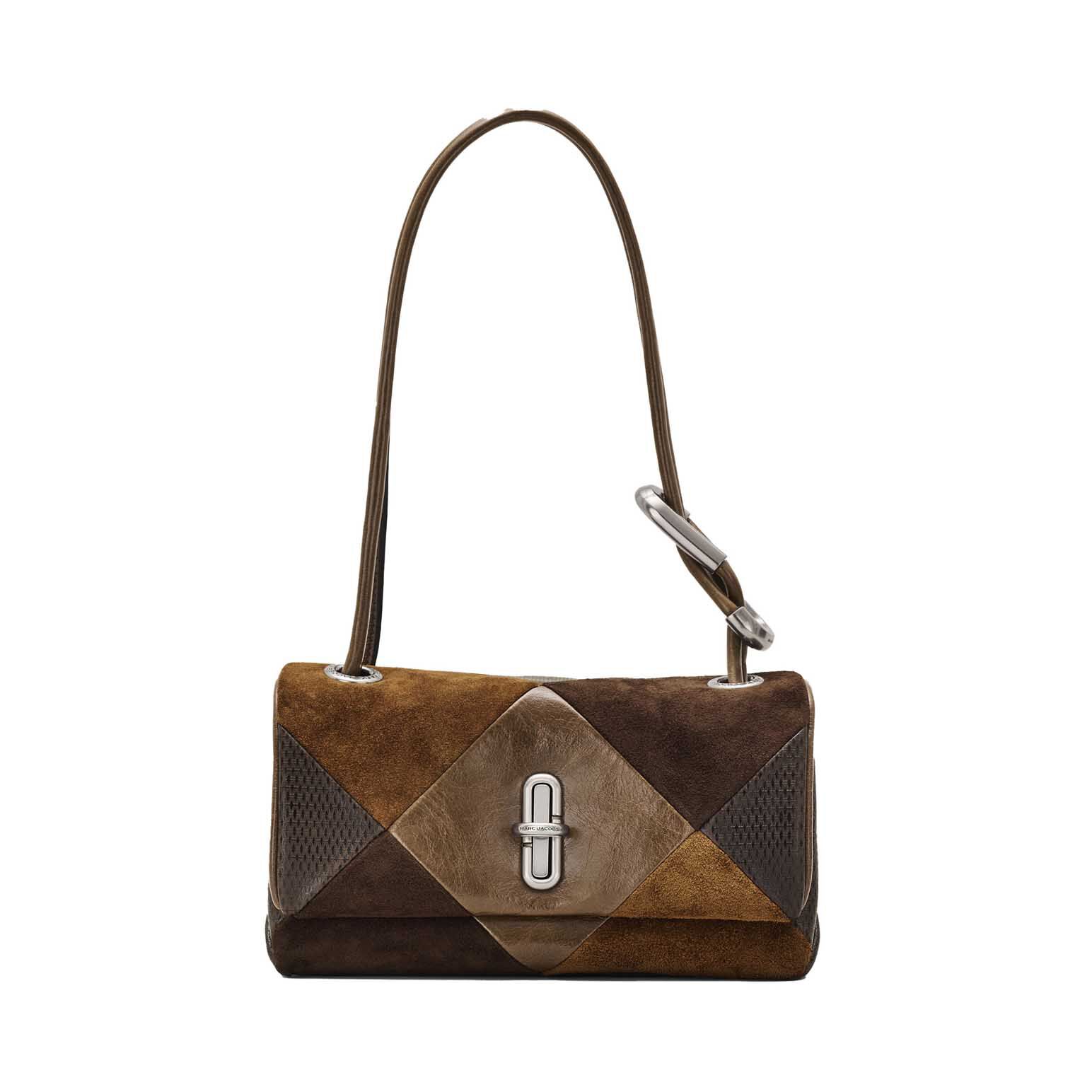 MARC JACOBS ミニショルダーバッグ ブラウン/ホワイト/ブラック MARC JACOBS The Suede Patchwork Mini Dual Shoulder Bag